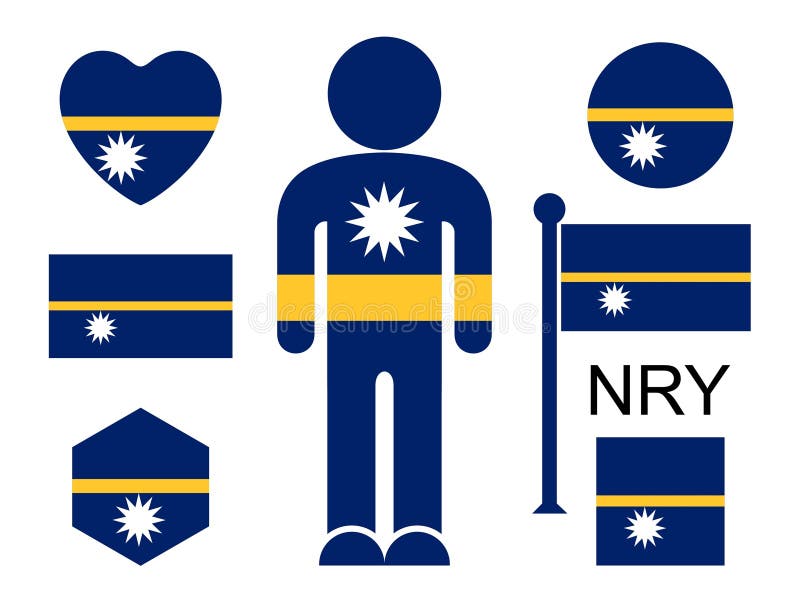 Zestaw flag nauru. izolowana flaga nauru na białym tle ilustracja wektor