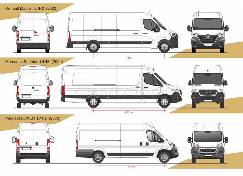 Zestaw furgonetek ładunkowych l4h2 2020 ilustracja wektor