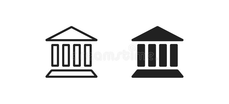 Zestaw ikon banku. koncepcja logo finansów. muzealne proste ilustracje w stylu wektorowym. royalty ilustracja