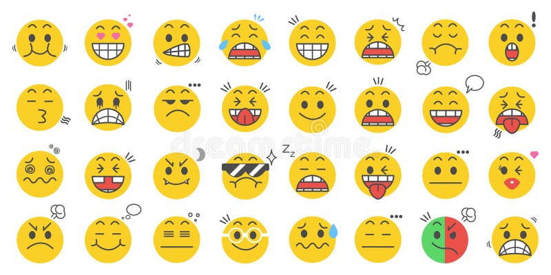 Zestaw ikon Emoticons,Słodkie ikony wyrazu twarzy ilustracji