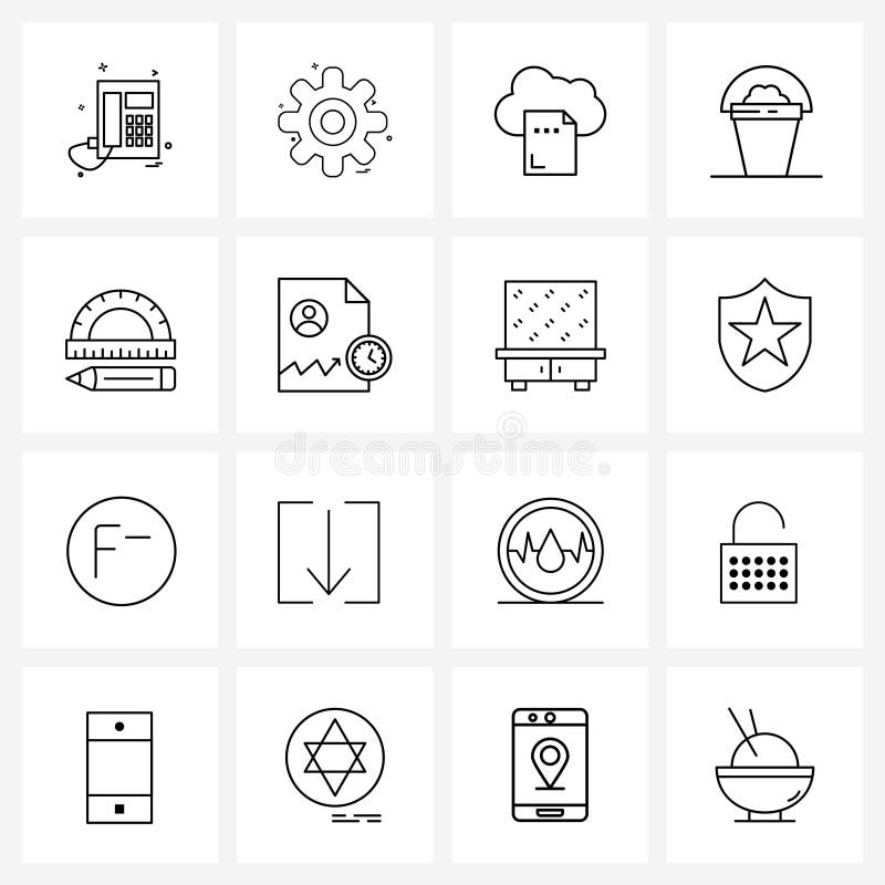 Zestaw 16 ikon i symboli ui dla wiadra ogrodniczego w chmurze edukacyjnej