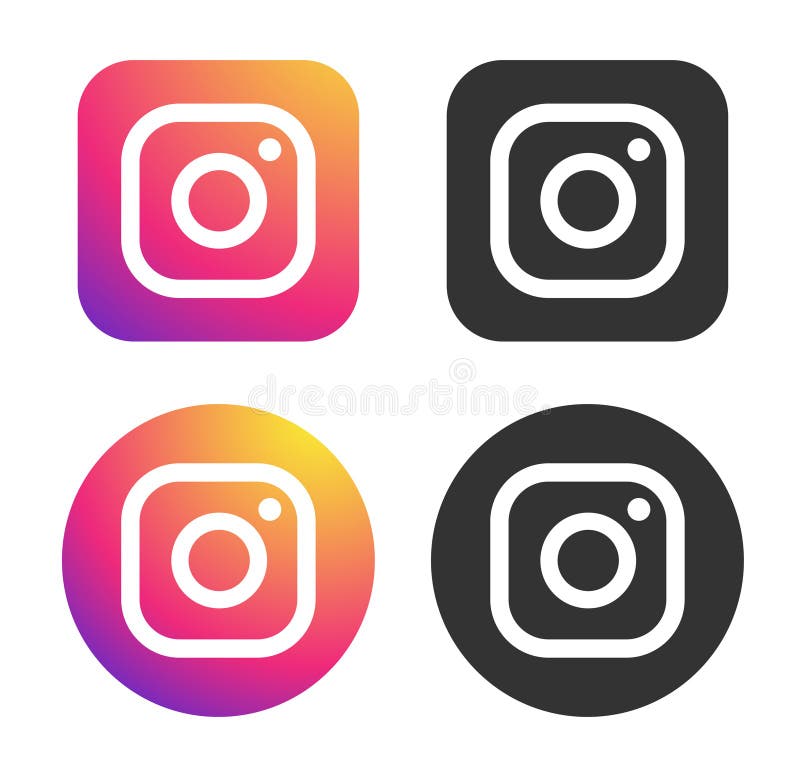 Zestaw ikon logo popularnych mediów społecznościowych instagram element wector