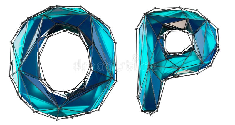 Zestaw liter O, P wykonany z realistycznego koloru renderowania 3d Kolekcja małego stylu polskiego ilustracja wektor