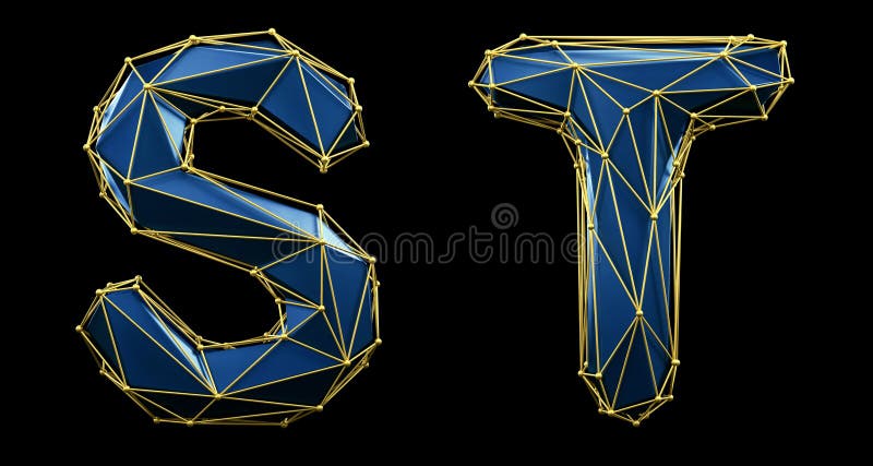 Zestaw liter t z realistycznego koloru renderowania 3d. kolekcja alfabetów o niskim polarnym stylu wyizolowanych na czarno ilustracji