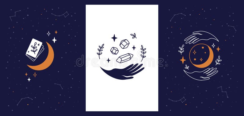 Zestaw logo z rękami i półksiężycem ilustracja wektor