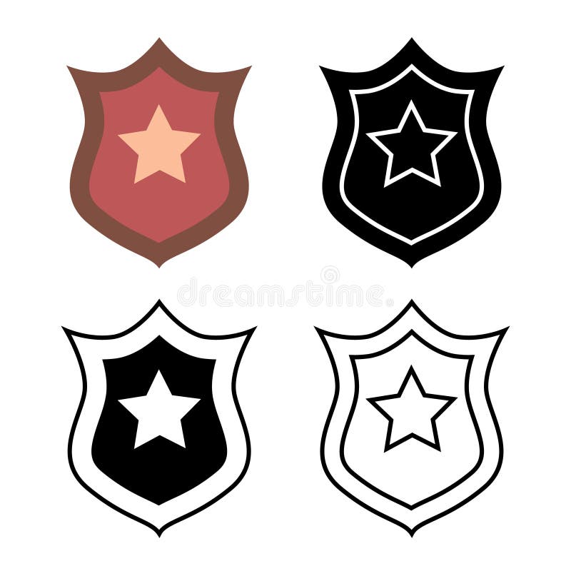 Zestaw odznak policjanta. godło funkcjonariusza policji ds. praw człowieka. modny płaski styl dla strony internetowej projektu gra ilustracji