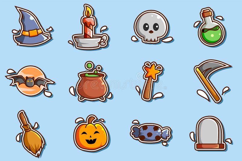 Zestaw ostrych ikon naklejki halloween ilustracja ilustracja wektor
