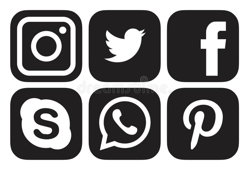 Zestaw popularnych ikon logo mediów społecznościowych Instagram, Facebook, Twitter, WhatsApp, pinterest, skype element wector