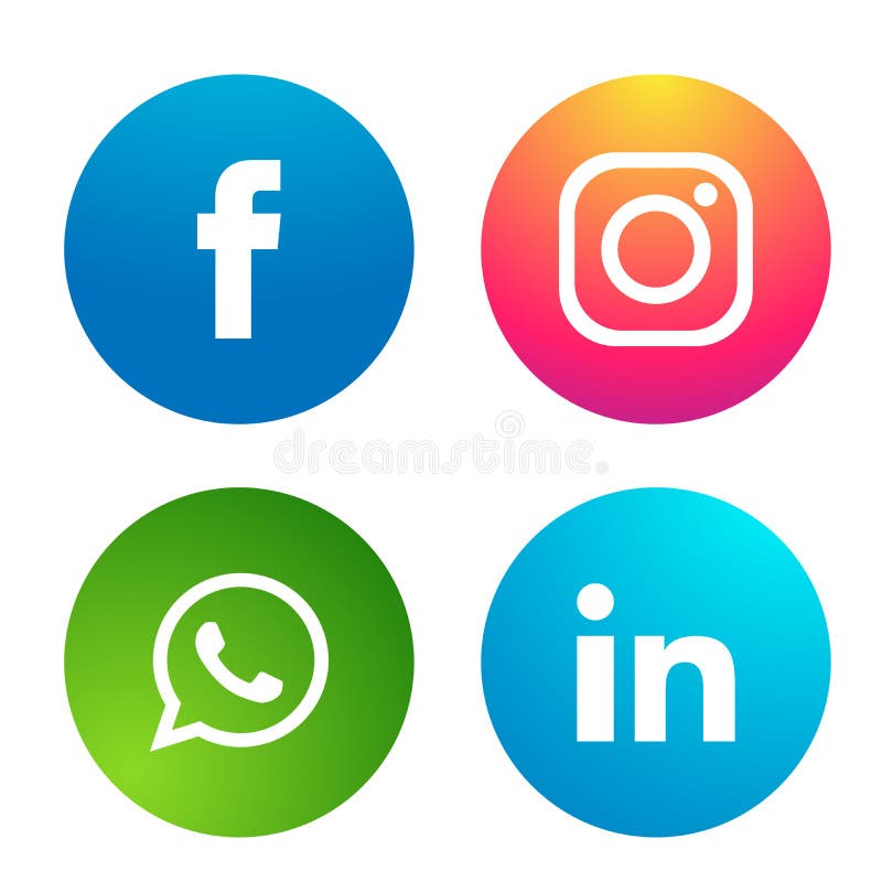 Zestaw popularnych ikon logo mediów społecznościowych Instagram Facebook WhatsApp linkedin wektor elementów