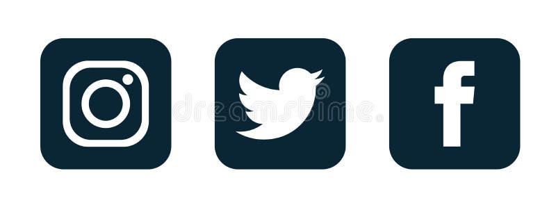 Zestaw popularnych logo mediów społecznościowych Ikony Instagram Wektor elementu Facebooka w czerni