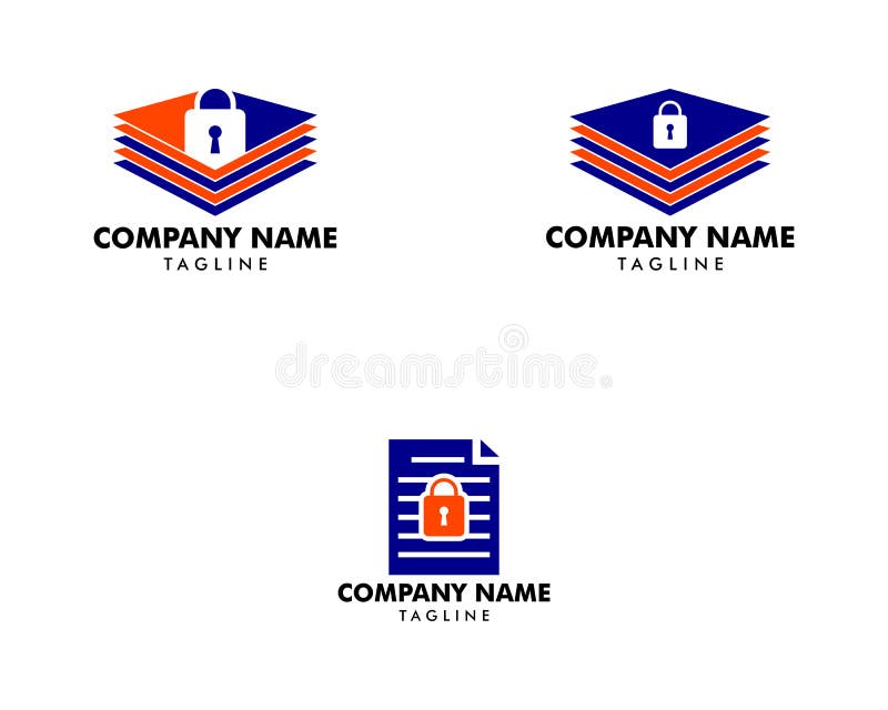 Zestaw szablonu wektora logo blokady danych zabezpieczeń ilustracji