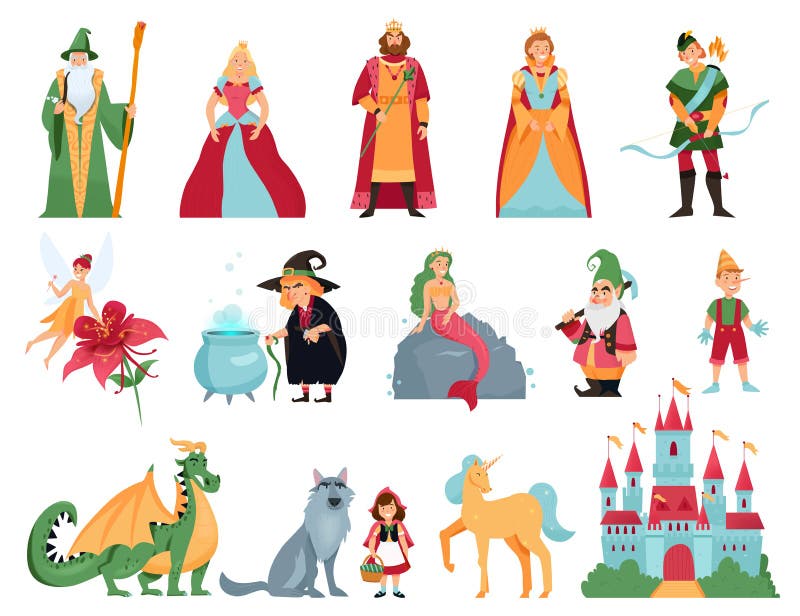 Zestaw znaków bajki royalty ilustracja