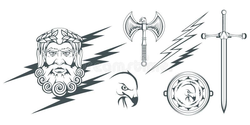 Zeus - Dios Del Griego Clásico Del Cielo, Del Trueno Y Del Relámpago Mitología  Griega Labrys Y águila Bilaterales Del Hacha Diose Ilustración del Vector -  Ilustración de demidios, dios: 120984068