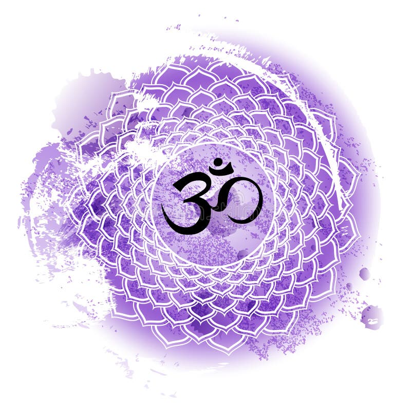 Zevende kroonchakra Sahasrara op purpere waterverfachtergrond royalty-vrije illustratie Zevende kroonchakra Sahasrara op purpere waterverfachtergrond royalty-vrije illustratie