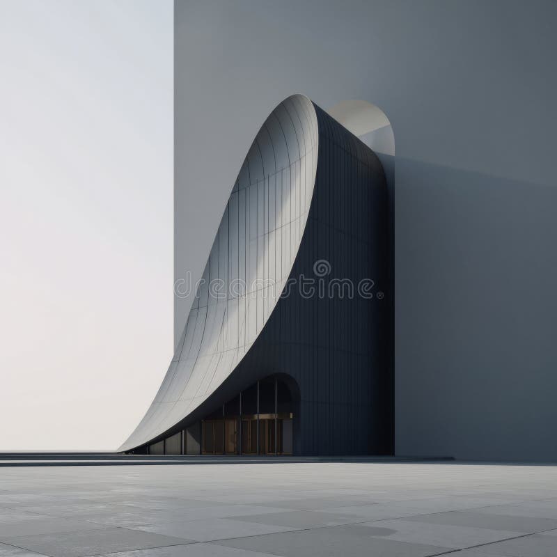 Zgârie-nori curbați moderni, setați pe un fundal pătrat minim 3d, refăcând stock illustration
