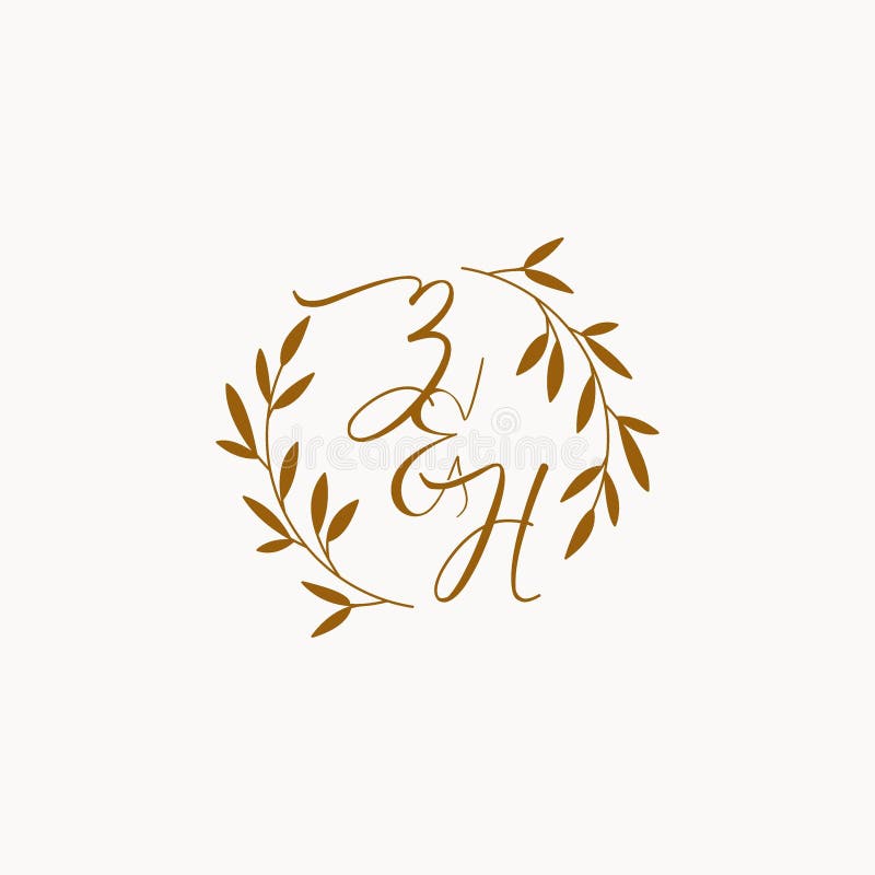 ZH initial wedding monogram logo stock illustration