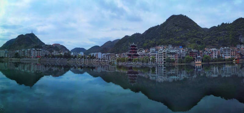 Zhenyuan, vieille ville chinoise panoramique images stock