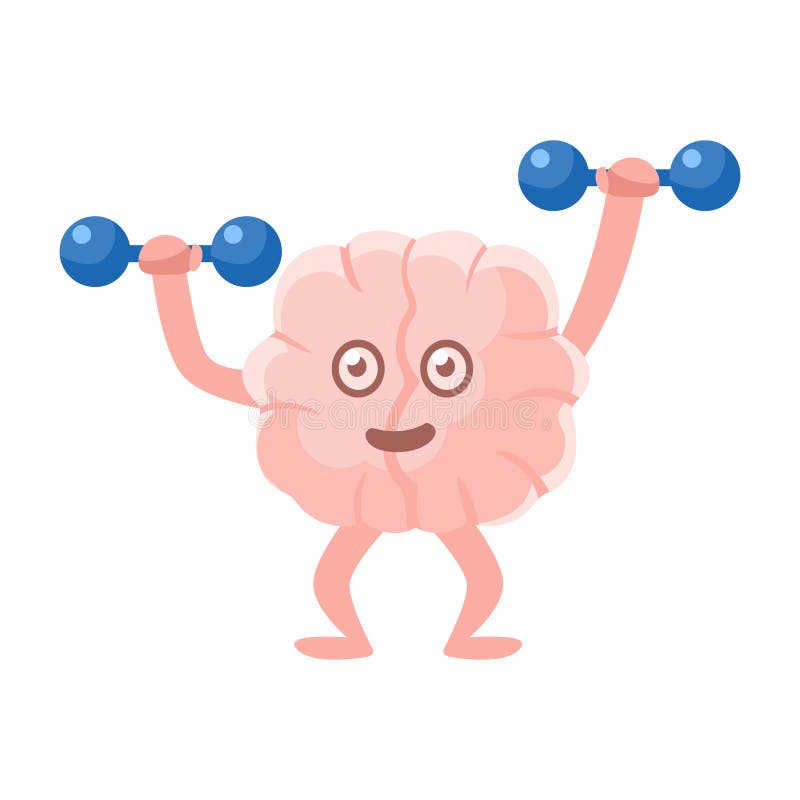 Zhumanizowany Móżdżkowy Pracujący Out W Gym Z Dumbbells, intelekta Ludzkiego organu postać z kreskówki Emoji ikona royalty ilustracja Zhumanizowany Móżdżkowy Pracujący Out W Gym Z Dumbbells, intelekta Ludzkiego organu postać z kreskówki Emoji ikona royalty ilustracja