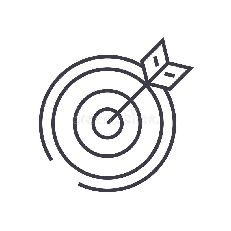 Ziel, Pfeilvektorlinie Ikone, Zeichen, Illustration auf Hintergrund, editable Anschläge lizenzfreie abbildung Ziel, Pfeilvektorlinie Ikone, Zeichen, Illustration auf Hintergrund, editable Anschläge lizenzfreie abbildung