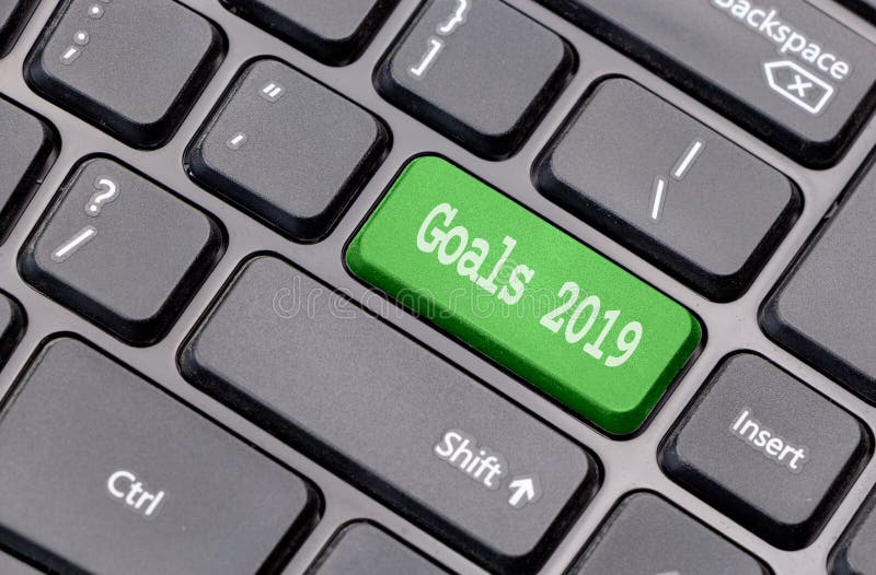 Ziele 2019 auf Grün ENTER-Taste, einer schwarzen Tastatur lizenzfreies stockfoto Ziele 2019 auf Grün ENTER-Taste, einer schwarzen Tastatur lizenzfreies stockfoto