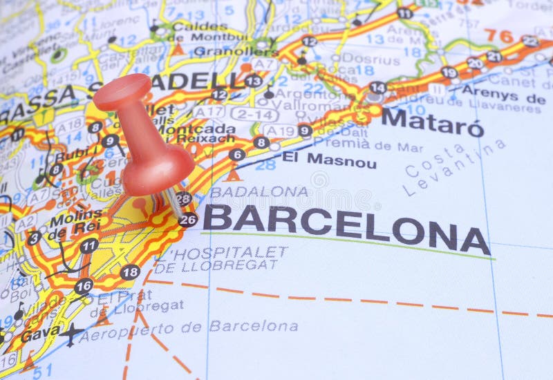 Zieleinheit Barcelona Auf Der Karte Von Spanien Stockbild Bild Von Zeichnung Zieleinheit