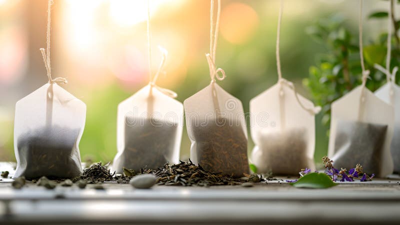 Herbal tea bags and loose leaves form an artful composition, evoking a sense of tranquility and calm. Herbal tea bags and loose leaves form an artful composition, evoking a sense of tranquility and calm