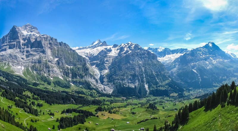 Zielona dolina w Szwajcarskich Alps