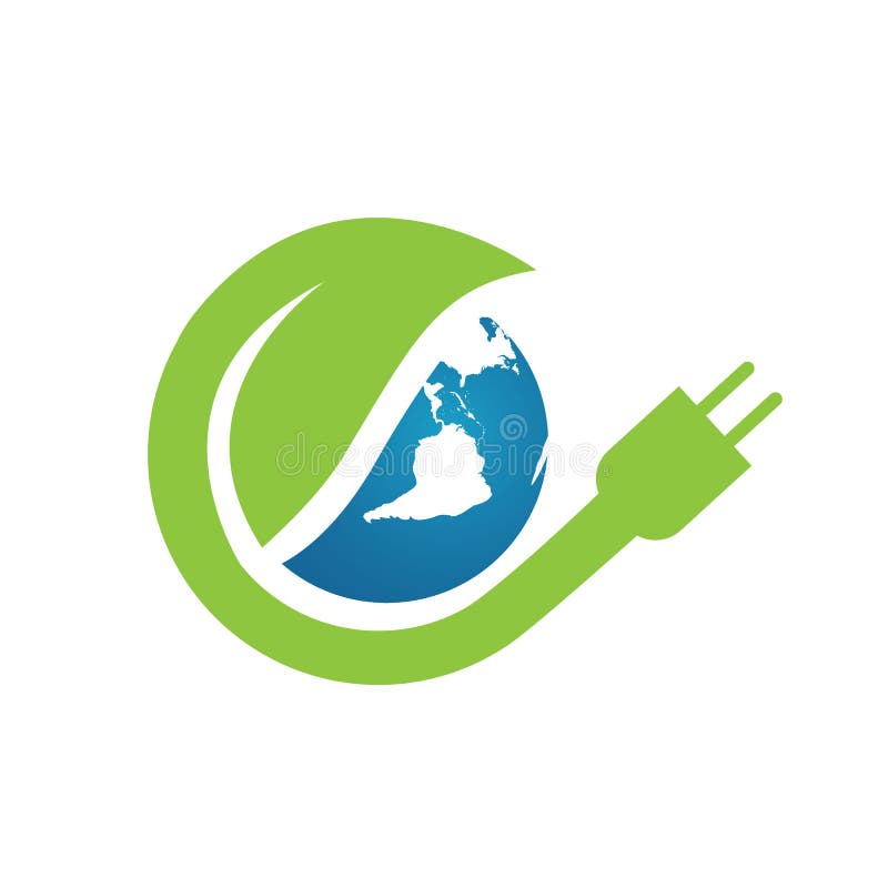 Zielona energia elektryczna wtyczki na kuli i pozostawia szablon do projektowania ikon wektora logo ilustracji Zielona energia elektryczna wtyczki na kuli i pozostawia szablon do projektowania ikon wektora logo ilustracji