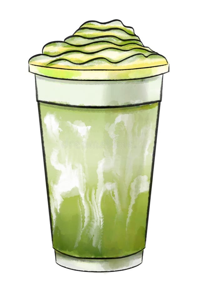 Zielona matcha akwarela ilustracja ilustracji