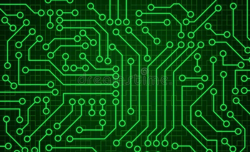 Zielona obwód deski wzoru tekstura Zaawansowany technicznie tło w wykopaliska royalty ilustracja