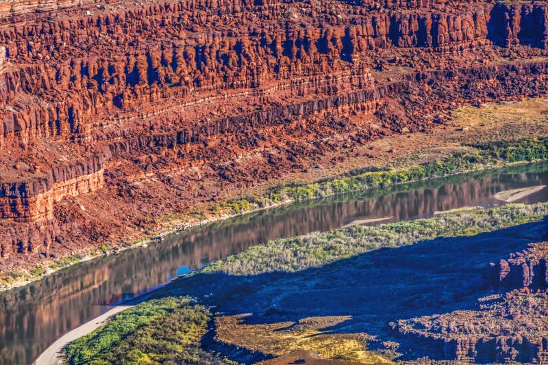Zielona rzeka grand view point canyonlands park narodowy moab utah obraz stock