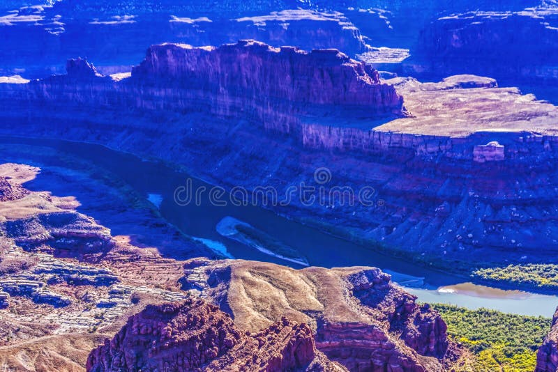 Zielona rzeka grand view point canyonlands park narodowy moab utah obrazy royalty free