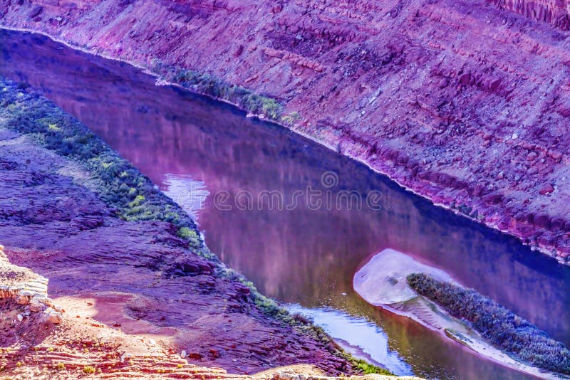 Zielona rzeka grand view point canyonlands park narodowy moab utah fotografia stock