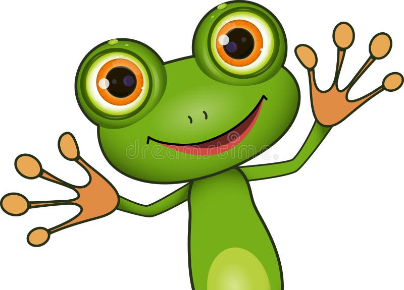 Standing cute green frog with big eyes. Standing cute green frog with big eyes