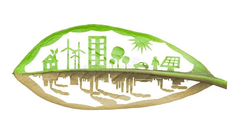 Zielony ekologii miasto przeciw zanieczyszczenia pojęciu, odizolowywającemu nad whit