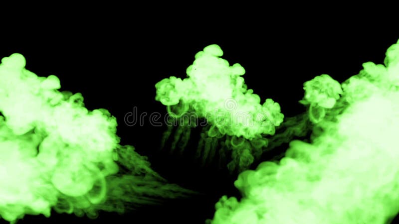 Zielony fluorescencyjny atrament na czarnym tle 3d odpłacają się, z luma matte