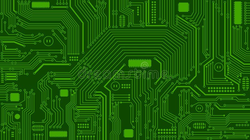 Zielony obwód deski tło, komputery, technologia royalty ilustracja