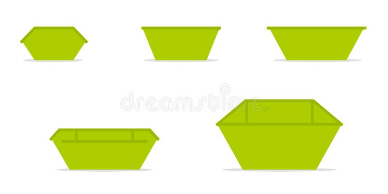 Zielony odpady pominięcia kosza ikony set ilustracji Zielony odpady pominięcia kosza ikony set ilustracji