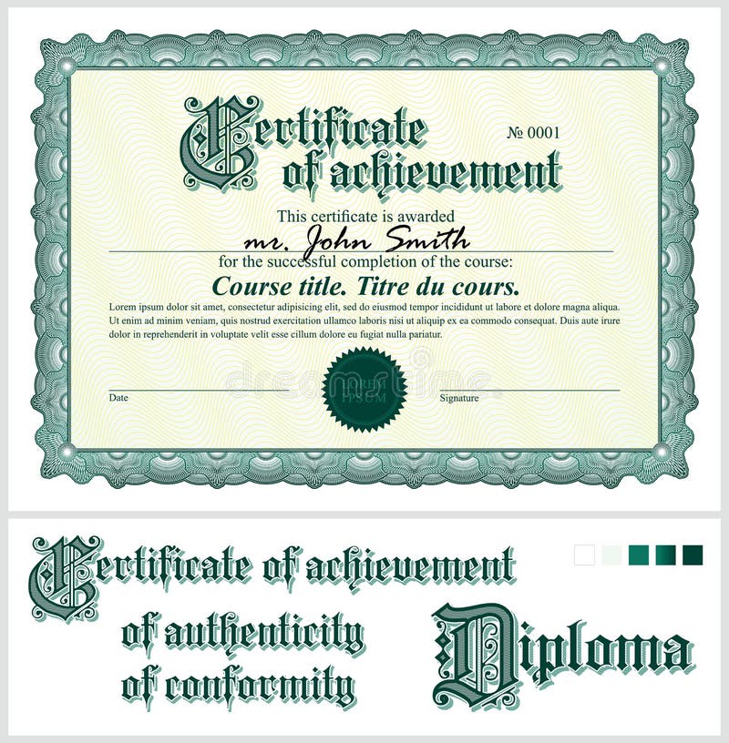 Green certificate. Template. Horizontal Additional design elements. Green certificate. Template. Horizontal Additional design elements