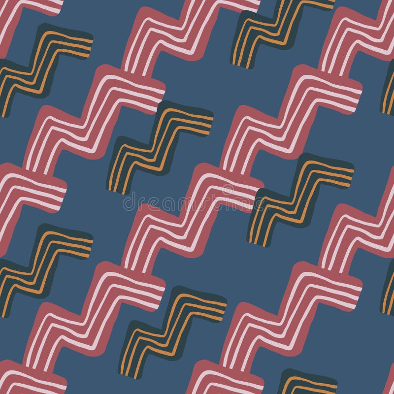 Zigzag Doodle Pattern Isolated on White Background. Modern Line Art