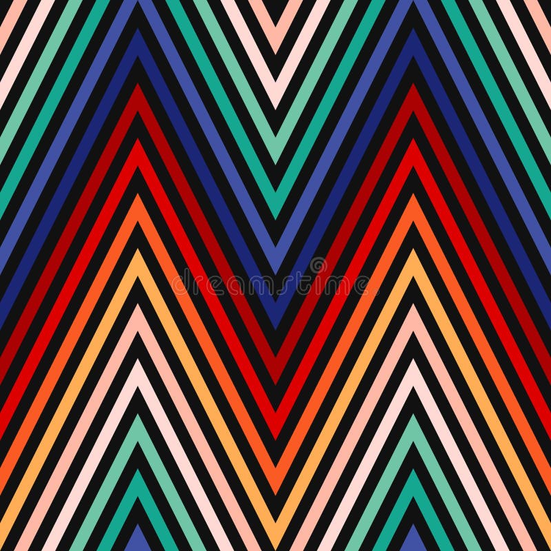Zigzag Vector Seamless Pattern. Colorful Gradient Chevron Stripes