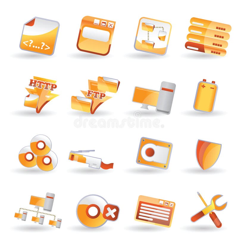 Zij het pictogramreeks van de server vector illustratie Zij het pictogramreeks van de server vector illustratie