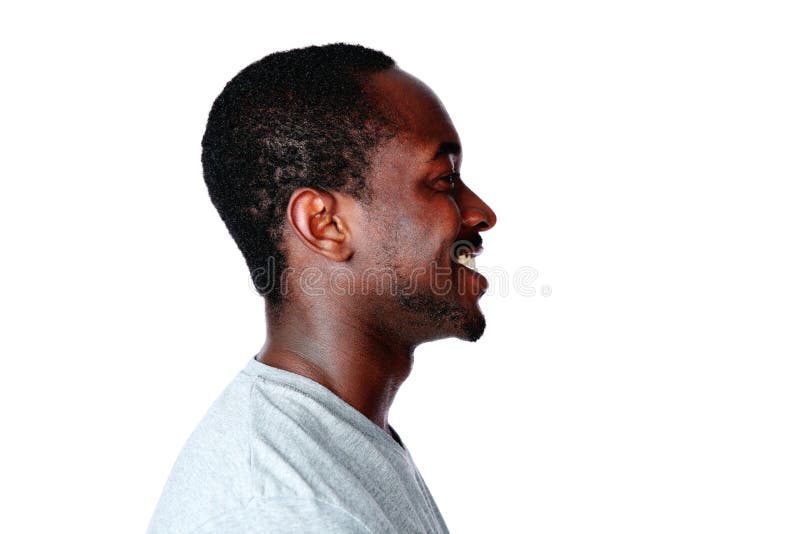 Zijaanzichtportret van de Afrikaanse mens stock afbeelding Zijaanzichtportret van de Afrikaanse mens stock afbeelding