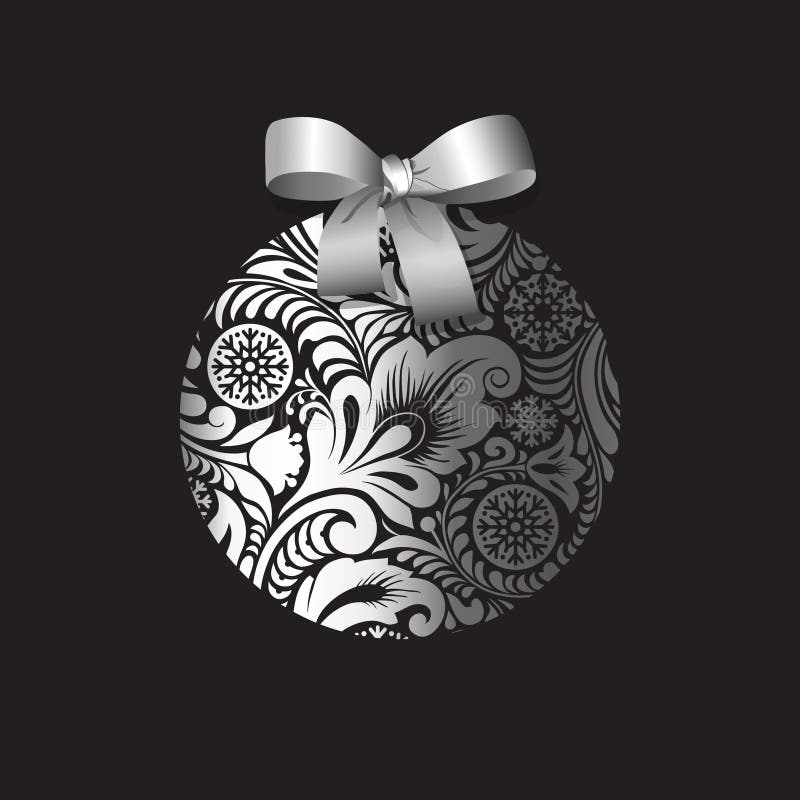 Zilveren Kerstmisbal met een ijzig de winterpatroon royalty-vrije illustratie Zilveren Kerstmisbal met een ijzig de winterpatroon royalty-vrije illustratie