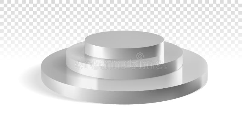 Zilveren podium drie rond stappen vector 3D model stock illustratie Zilveren podium drie rond stappen vector 3D model stock illustratie