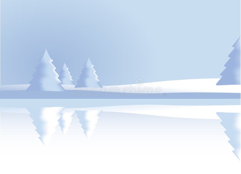 Winter scenery with pine trees under snow - Vector art. Winter scenery with pine trees under snow - Vector art