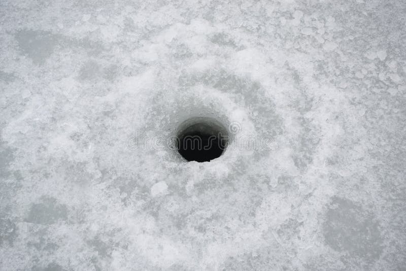 Cut hole for ice fishing top view. Cut hole for ice fishing top view