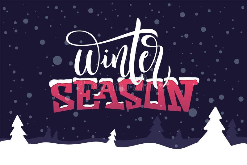 Zima sezonu wycena na zmroku - błękitny tło Wakacyjny kartka z pozdrowieniami z świerczyną, śniegiem, snowdrift i kaligrafia elem ilustracja wektor Zima sezonu wycena na zmroku - błękitny tło Wakacyjny kartka z pozdrowieniami z świerczyną, śniegiem, snowdrift i kaligrafia elem ilustracja wektor