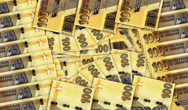 Zimbabwe Dollar ZWL Banknotes in a Fan Mosaic Pattern 3d Illustration