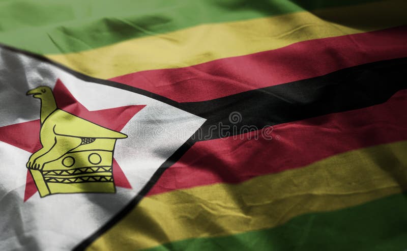 Zimbabwe flaga Miętoszący zakończenie W górę zdjęcia royalty free